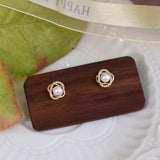 French & Pearl Zircon Inlaid Earrings for Daily Wear