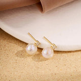 Rabbit 18K Plated Pearl Stud Earrings Real 925 Silver Wedding Anniversary Gift