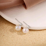 Rabbit 18K Plated Pearl Stud Earrings Real 925 Silver Wedding Anniversary Gift