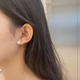 Rabbit 18K Plated Pearl Stud Earrings Real 925 Silver Wedding Anniversary Gift