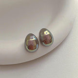 Colorful Simulated Pearl Stud Earrings 925 Silver