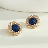 Twisted Metal Earrings Cream Pearls Studs C1284