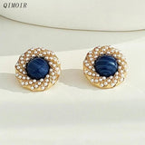 Twisted Metal Earrings Cream Pearls Studs C1284