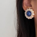 Twisted Metal Earrings Cream Pearls Studs C1284