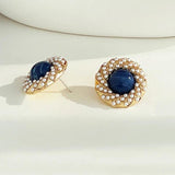 Twisted Metal Earrings Cream Pearls Studs C1284
