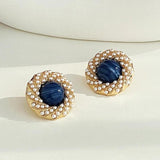 Twisted Metal Earrings Cream Pearls Studs C1284