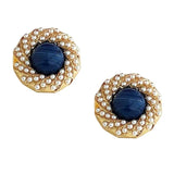 Twisted Metal Earrings Cream Pearls Studs C1284