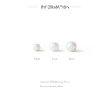 925 Silver 3pcs 3/4/5mm Pearl Bead Stud Earrings Set Women Cartilage Piercing