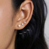 925 Silver 3pcs 3/4/5mm Pearl Bead Stud Earrings Set Women Cartilage Piercing