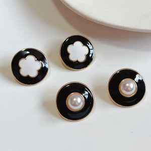 French Style Round Earrings Geometric Drop Glaze Pearl Femme Gift