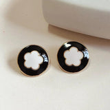 French Style Round Earrings Geometric Drop Glaze Pearl Femme Gift
