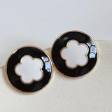 French Style Round Earrings Geometric Drop Glaze Pearl Femme Gift