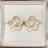 14K Plated Natural Pearl Earrings S925 Silver Ear Needle Stud Earrings