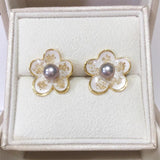 14K Plated Natural Pearl Earrings S925 Silver Ear Needle Stud Earrings