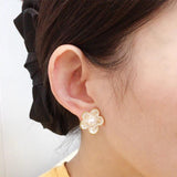 14K Plated Natural Pearl Earrings S925 Silver Ear Needle Stud Earrings
