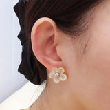 14K Plated Natural Pearl Earrings S925 Silver Ear Needle Stud Earrings