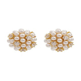 Inlaid Pearl Stud Earrings Zircon Woman Ear Studs