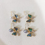 14K plated Natural Pearl Earrings Abalone Shells Stud Earrings