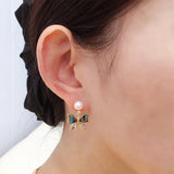 14K plated Natural Pearl Earrings Abalone Shells Stud Earrings