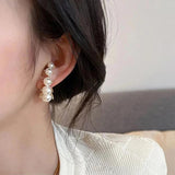 Unique Shape Pearl Inlaid Earrings, Women's Party Jewelry