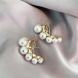 Unique Shape Pearl Inlaid Earrings, Women's Party Jewelry