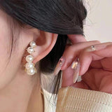Unique Shape Pearl Inlaid Earrings, Women's Party Jewelry