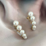 Unique Shape Pearl Inlaid Earrings, Women's Party Jewelry