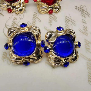 Vintage Resin Green Flower Ear Pendants Geometric Irregular Earrings