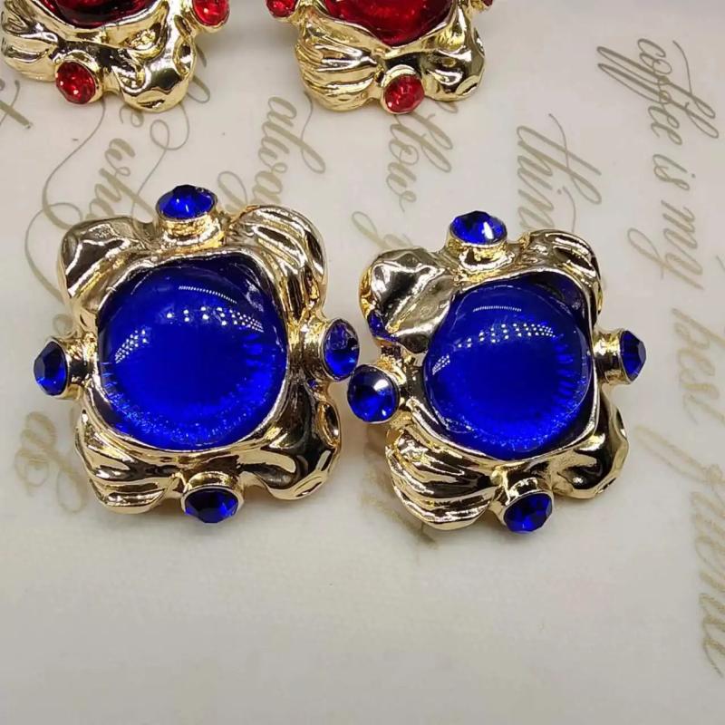 Vintage Resin Green Flower Ear Pendants Geometric Irregular Earrings