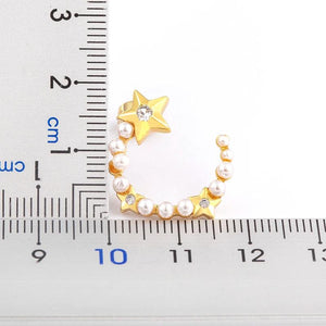 Nidin High Pearl Women C Shape Stud Earrings Wedding Jewelry