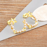 Nidin High Pearl Women C Shape Stud Earrings Wedding Jewelry