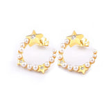 Nidin High Pearl Women C Shape Stud Earrings Wedding Jewelry