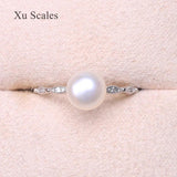 Freshwater Flat Round Pearl Ring 7-8mm Texture Inlaid Open Adjustable Size