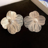Flower Pearl Stud Earrings European American Style Party Jewelry