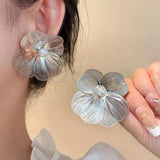 Flower Pearl Stud Earrings European American Style Party Jewelry