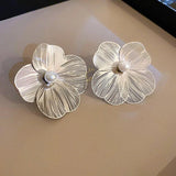 Flower Pearl Stud Earrings European American Style Party Jewelry