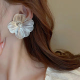 Flower Pearl Stud Earrings European American Style Party Jewelry