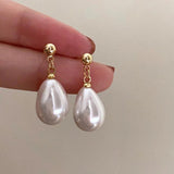 French retro water drop pearl studs, Antadian version earrings