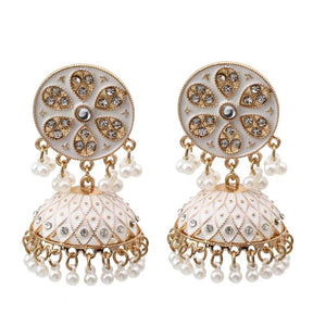 Vintage Green Dangle Earrings for Women Pearl Tassel