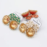 Vintage Green Dangle Earrings for Women Pearl Tassel