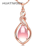 925 Silver Rose Quartz Pendant Necklace for Women