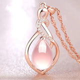925 Silver Rose Quartz Pendant Necklace for Women