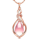 925 Silver Rose Quartz Pendant Necklace for Women