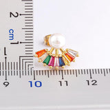 Nidin Pearl Stud Earrings Zircon Vintage Jewelry Gift