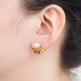 Nidin Pearl Stud Earrings Zircon Vintage Jewelry Gift