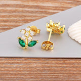 Nidin Pearl Stud Earrings Zircon Vintage Jewelry Gift