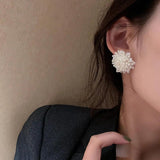 French Style Pearl Flower Earrings Romantic Jewelry Gift
