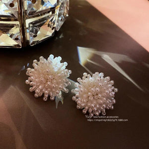 French Style Pearl Flower Earrings Romantic Jewelry Gift
