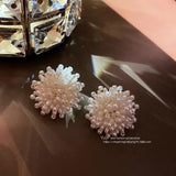 French Style Pearl Flower Earrings Romantic Jewelry Gift
