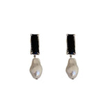 French Zircon High Pearl Pendant Earrings for Women